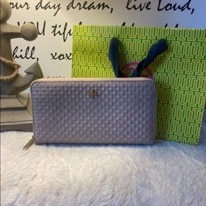 💯% Authentic Tory Burch Light Metallic Pinkish Long Wallet